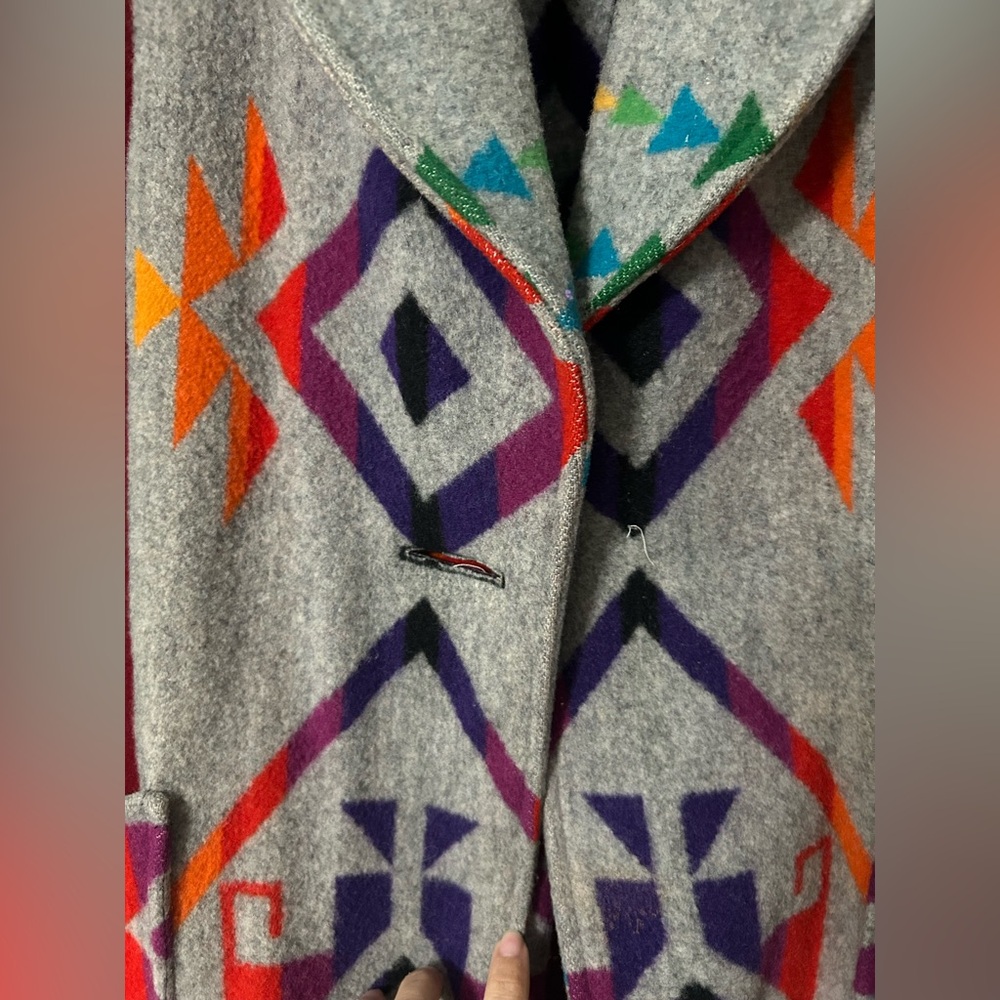 Silverado Gray Geometric Patterned Wool Coat - image 3